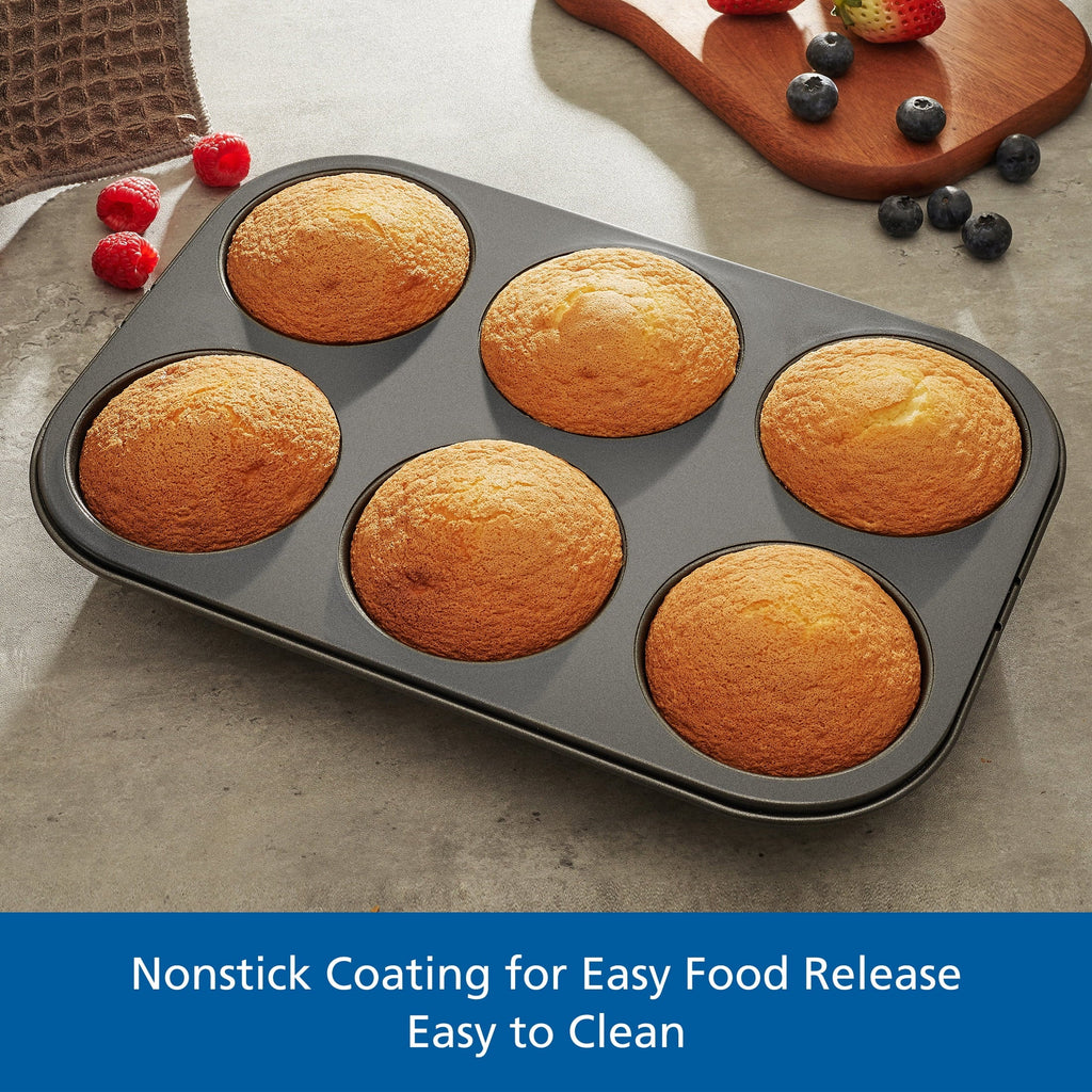 Mainstays 6 Cup Jumbo Muffin Pan, Non-Stick Bakeware,3.4 inch Diameter Cups,Gray,Carbon Steel - Image 5