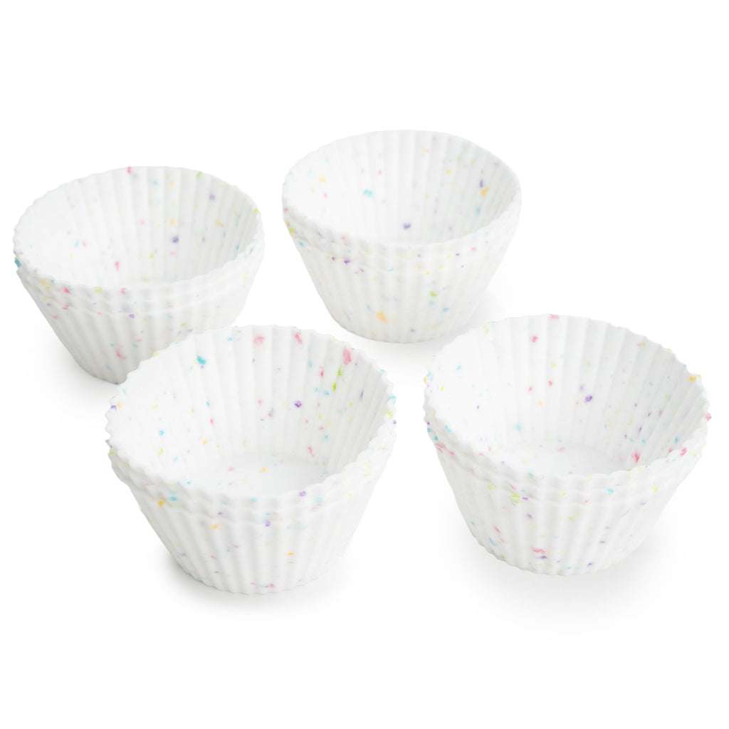 S&T Inc. Reusable Non-Stick Silicone Baking Cups (12 Pack) - Standard Size - Confetti